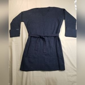 Women V Neck Sweater Dress with Belt